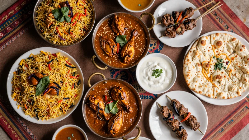 Traditional Pakistani cuisine spread featuring biryani, karahi, and naan bread for cultural connection