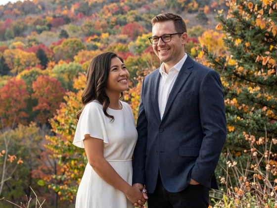 David and Phoebe, a successful international couple from Dating Love Stories, smiling together in Connecticut