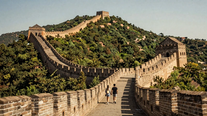Great Wall of China winding through mountains with warm golden light ideal destination for international couples