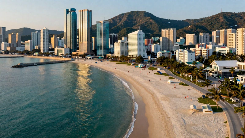 Haeundae Beach in Busan South Korea with turquoise water and modern skyline perfect romantic destination for international couples