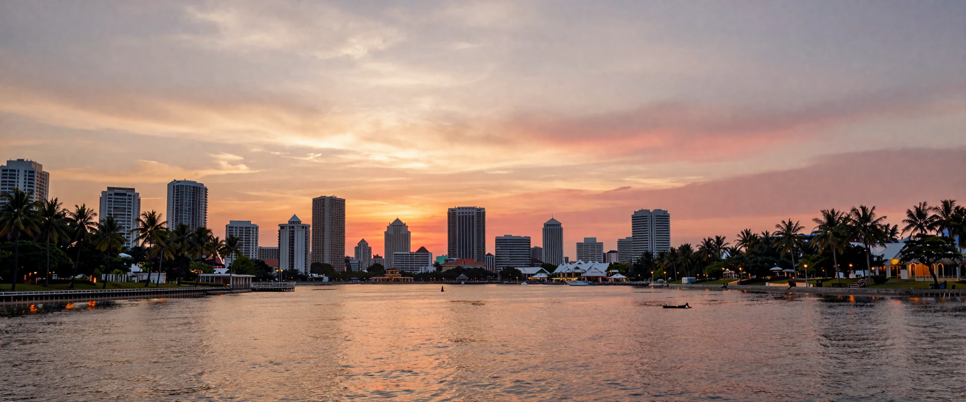 Manila Bay skyline at sunset showcasing the vibrant beauty of the Philippines